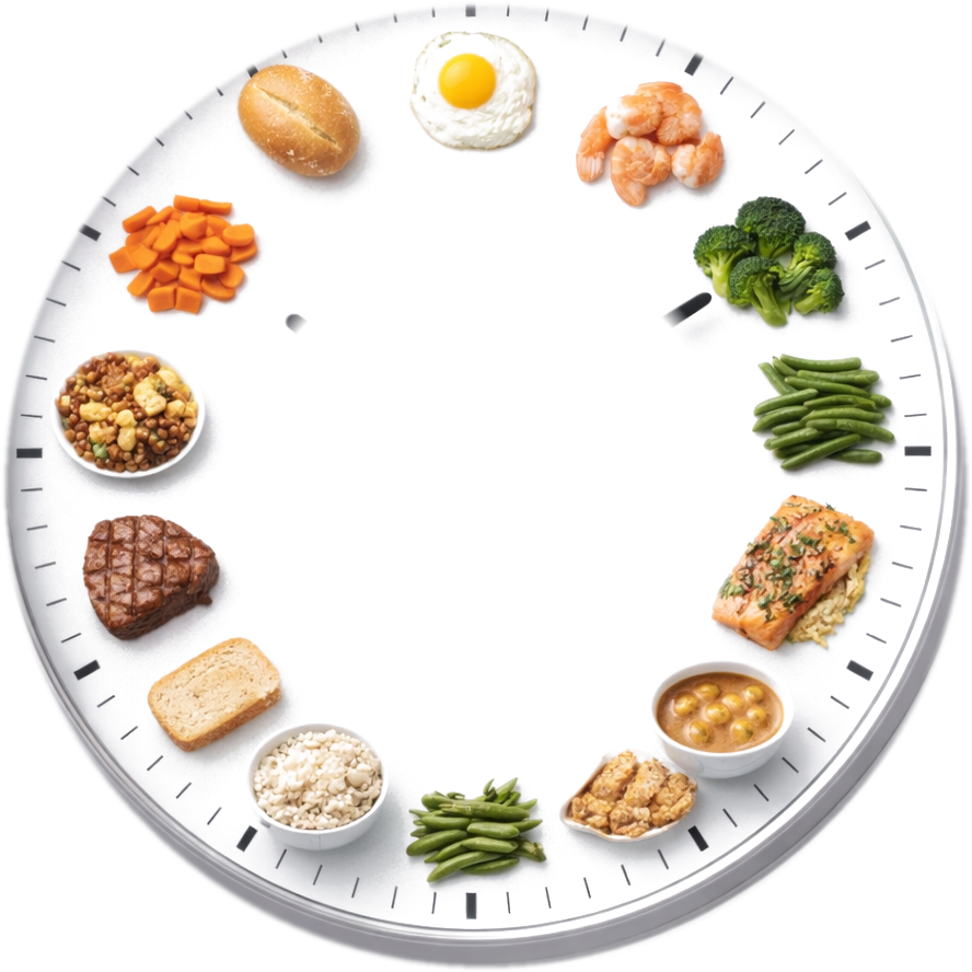 Food clock — 12 dishes around the dial